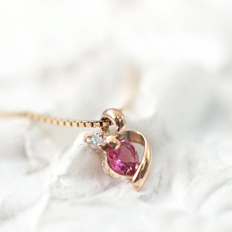 K10PG ピンクトルマリン&ダイヤモンド ネックレス_04