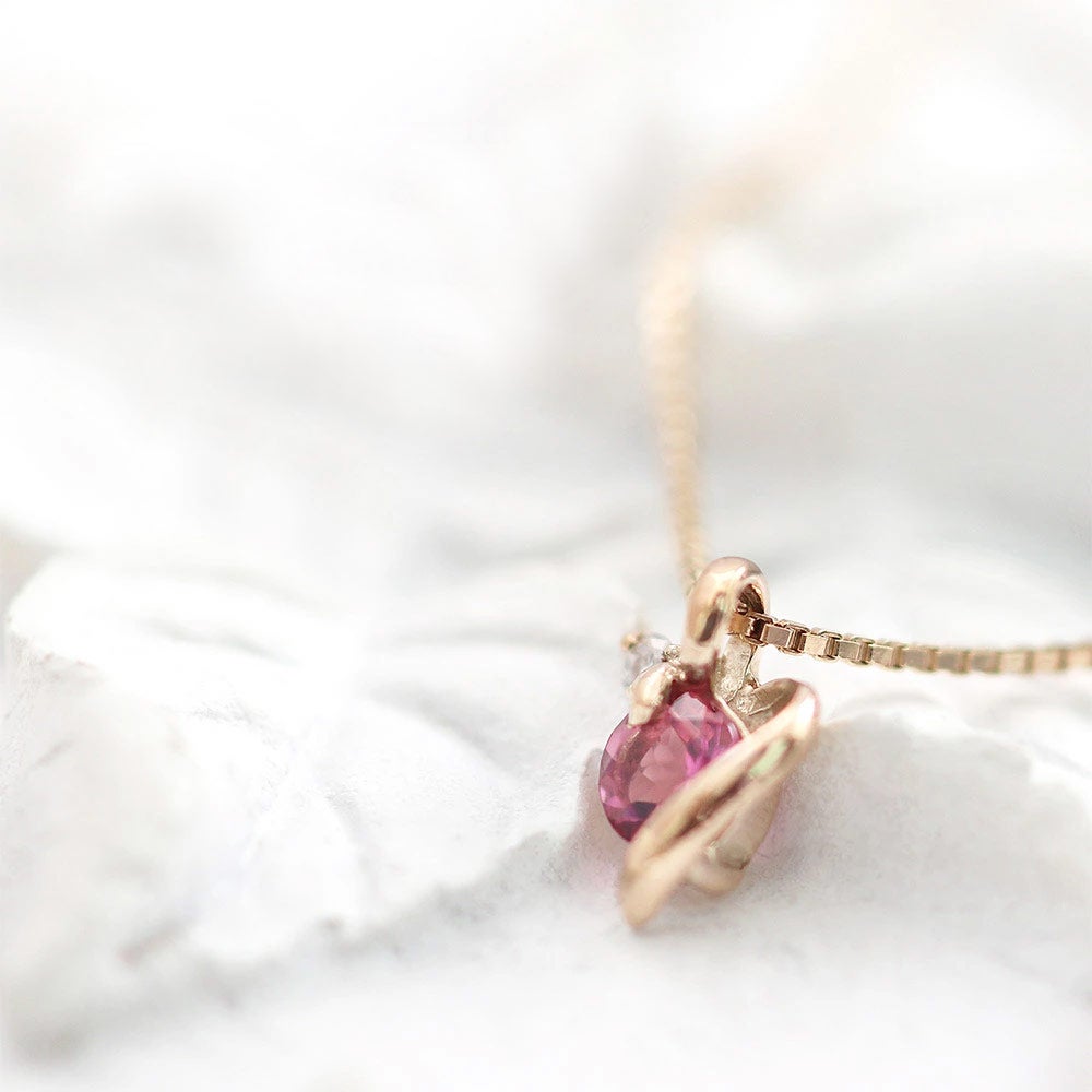 K10PG ピンクトルマリン&ダイヤモンド ネックレス_11