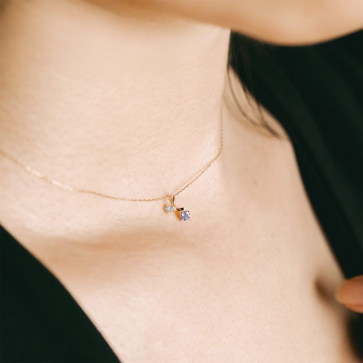 K10YG ブルートパーズ＆タンザナイト ネックレス 11月誕生石_04