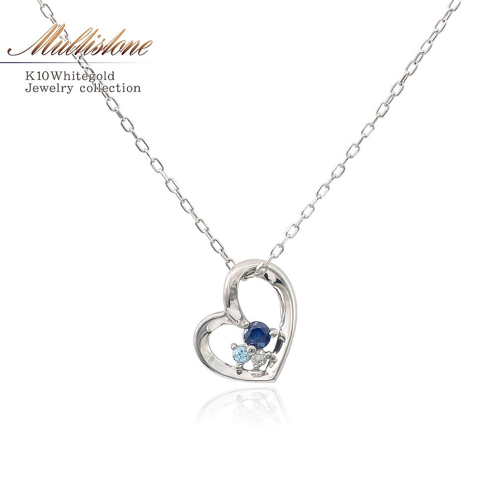 K10WG マルチストーン ハートネックレス_01