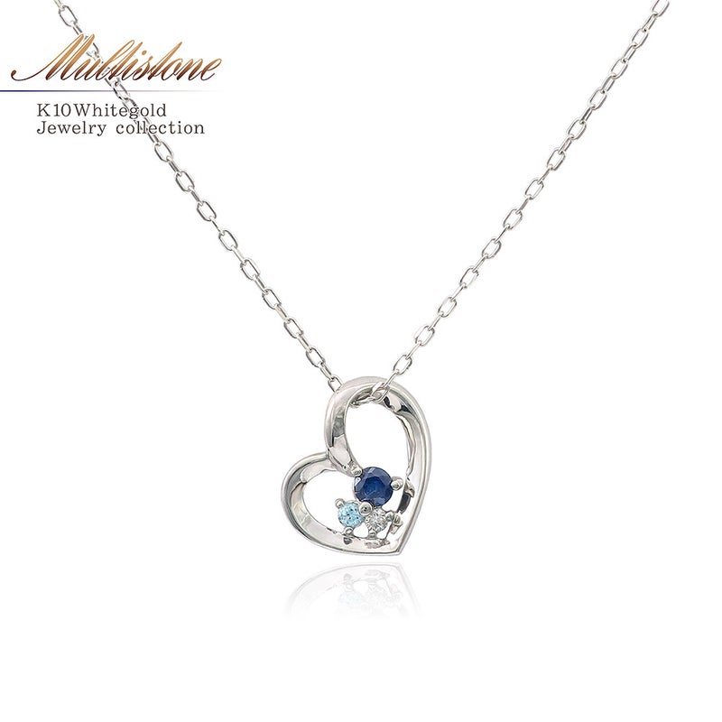K10WG マルチストーン ハートネックレス_01