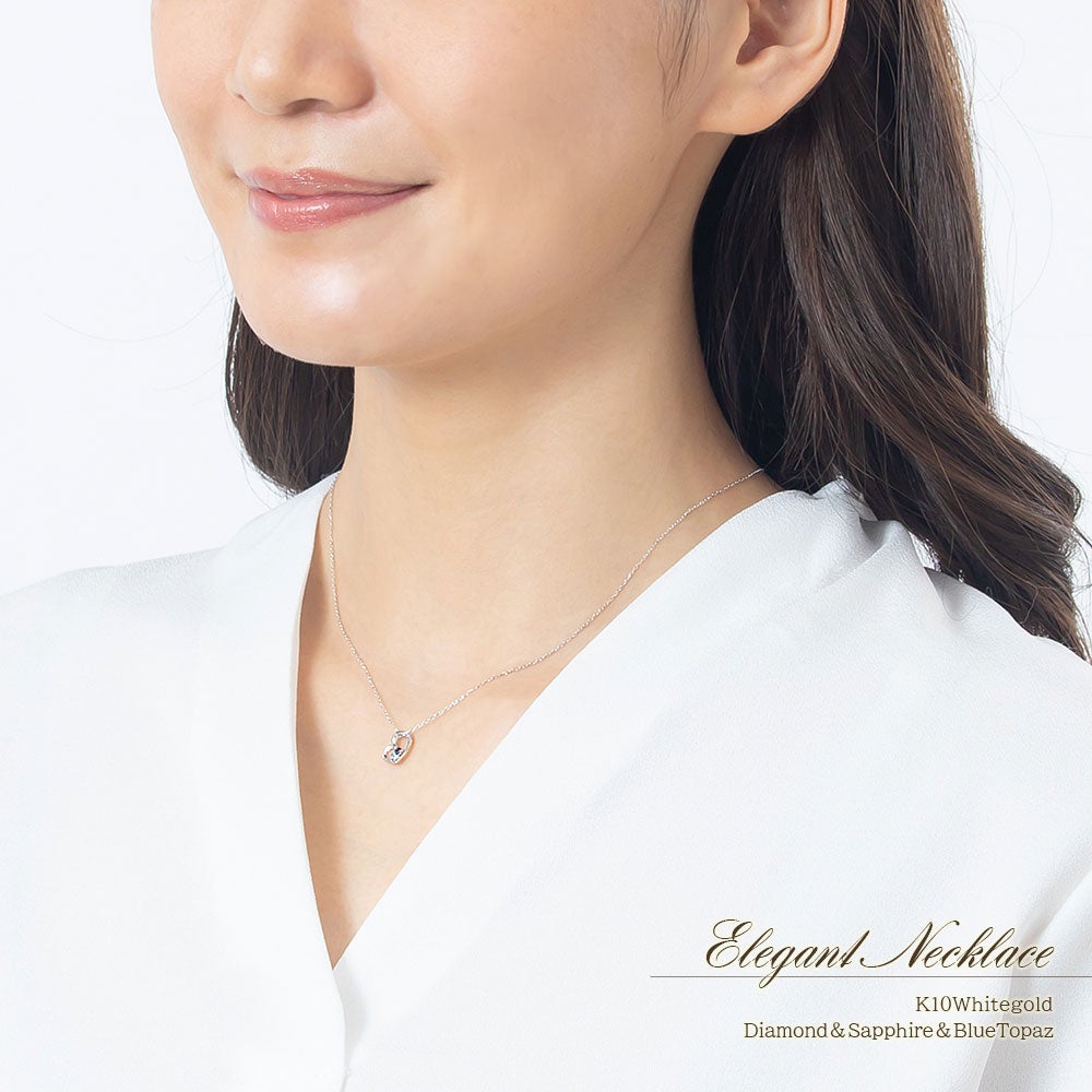 K10WG マルチストーン ハートネックレス_10