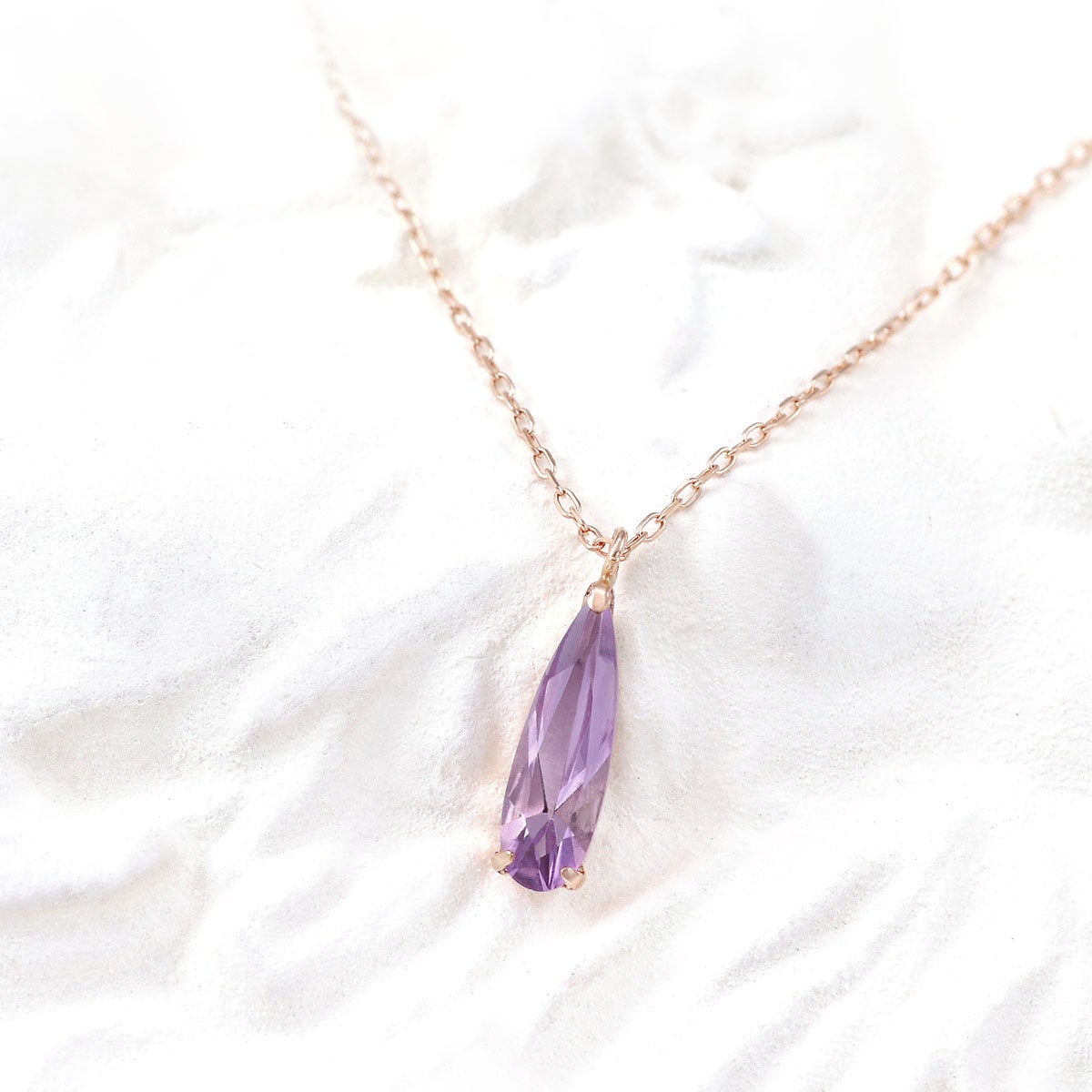 K10PG アメジスト ティアドロップ 一粒ネックレス_02