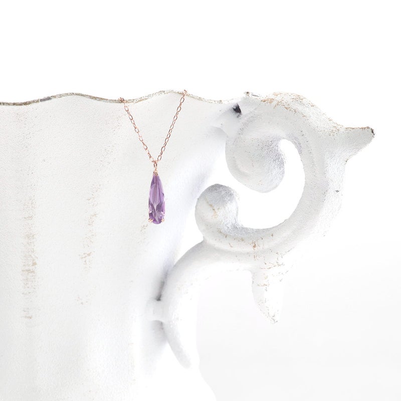 K10PG アメジスト ティアドロップ 一粒ネックレス_10