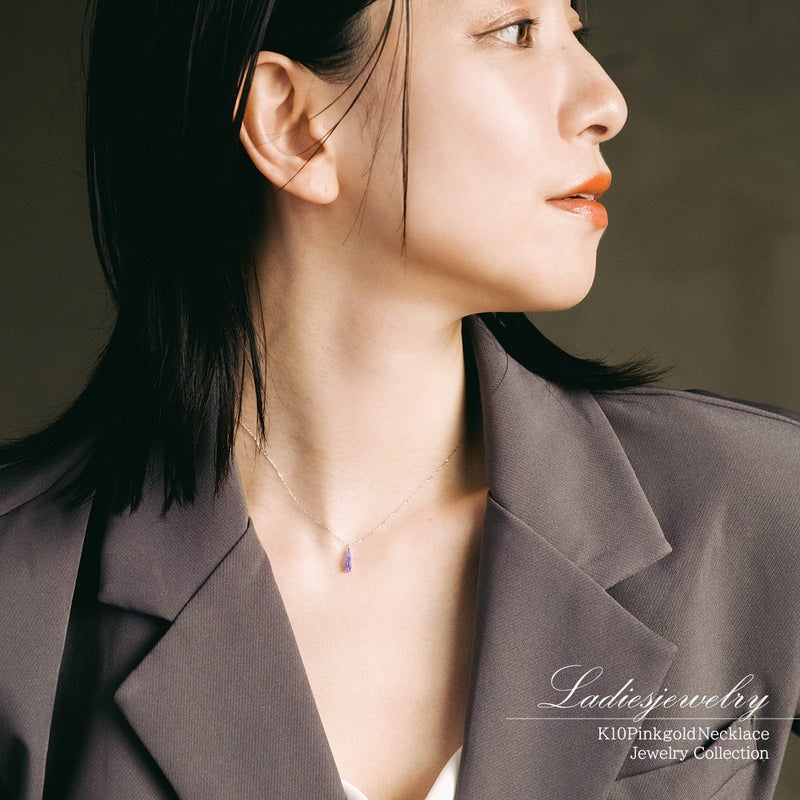 K10PG アメジスト ティアドロップ 一粒ネックレス_12