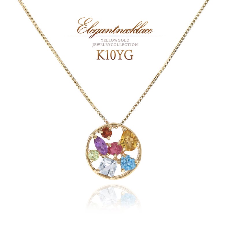 K10YG マルチストーン ビジューネックレス_01