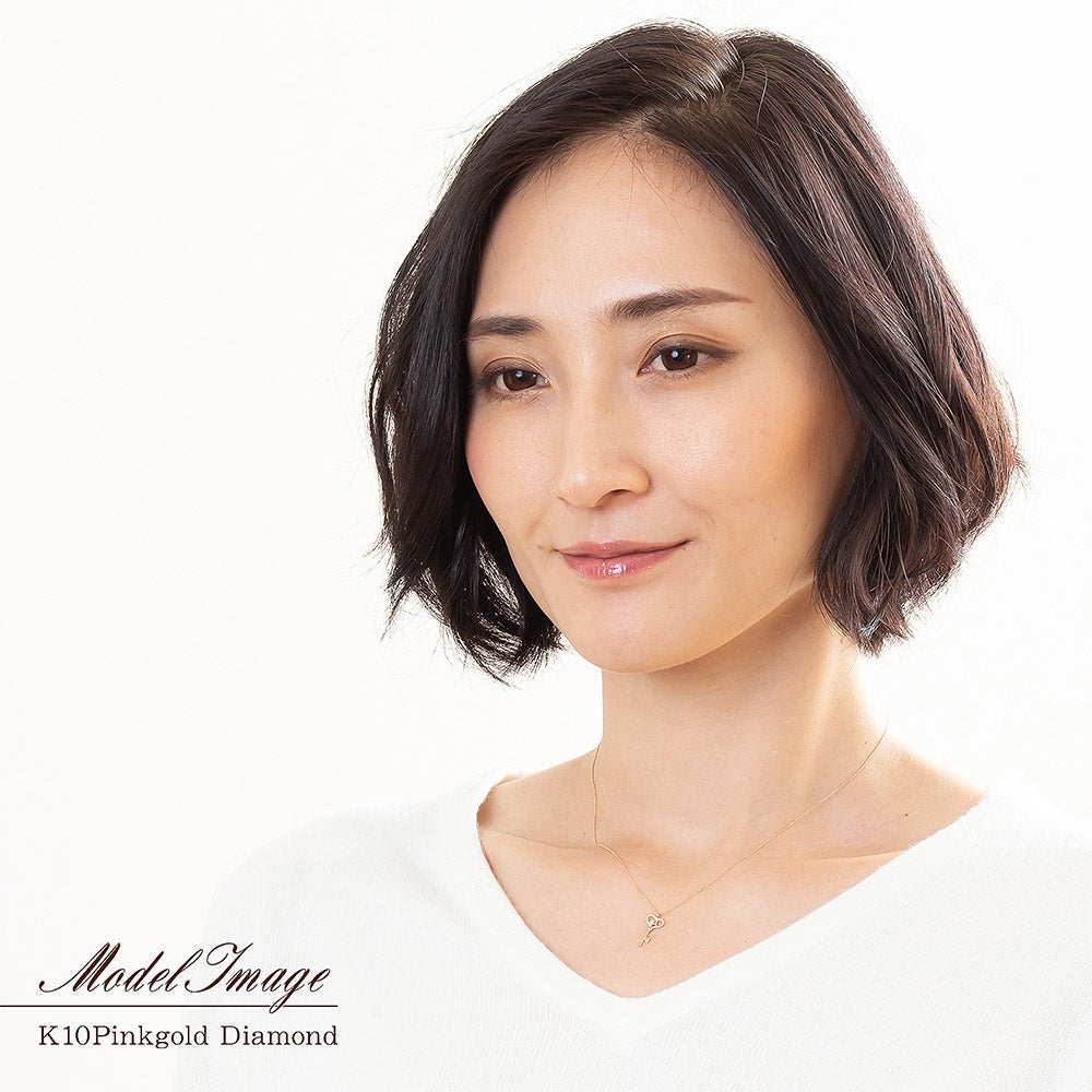 K10PG ダイヤモンド ハートキー ネックレス_09