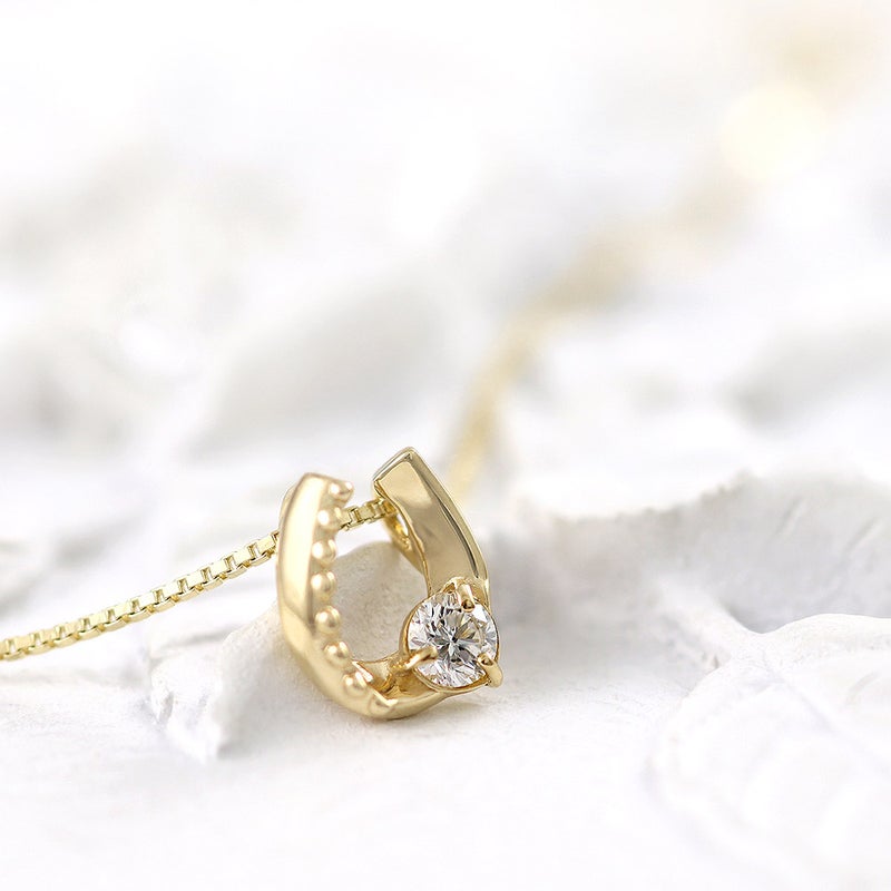 K10YG ダイヤモンド 馬蹄（ホースシュー）ネックレス_05