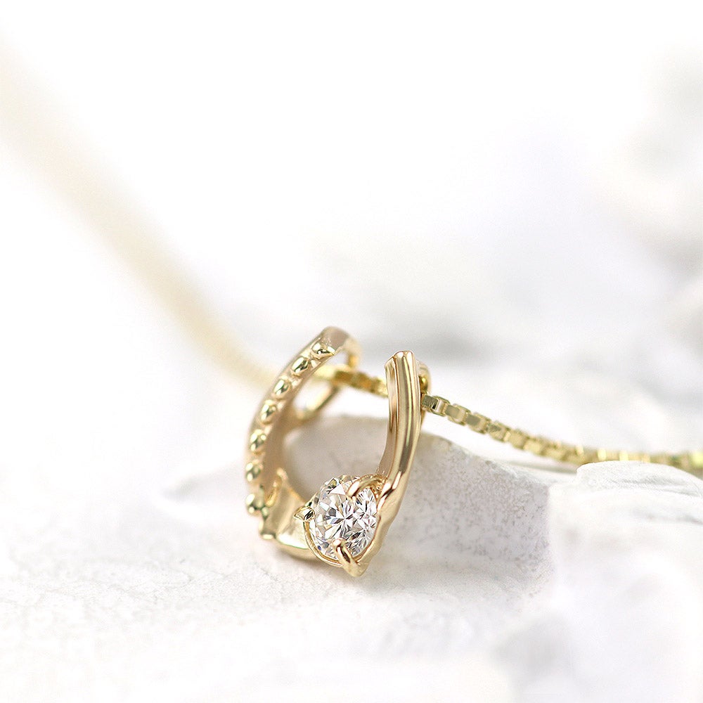 K10YG ダイヤモンド 馬蹄（ホースシュー）ネックレス_10