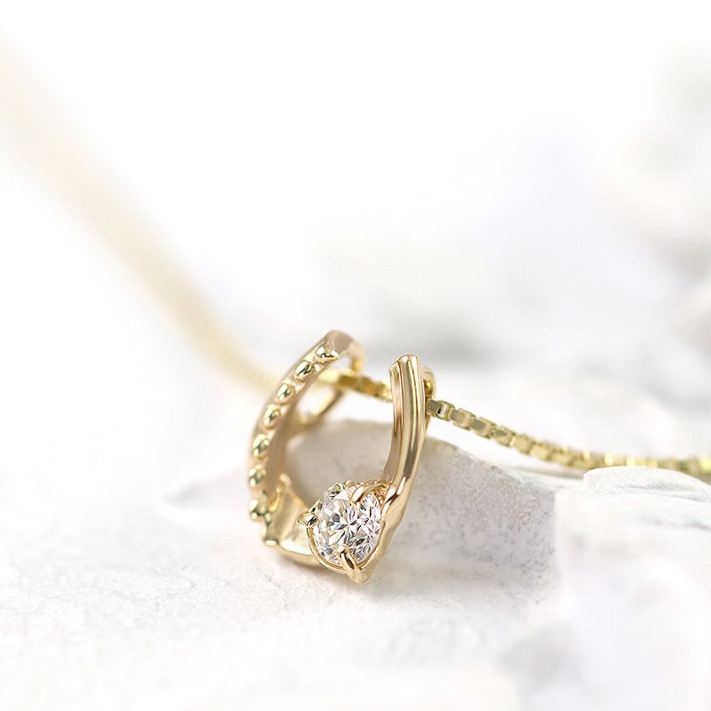 K10YG ダイヤモンド 馬蹄（ホースシュー）ネックレス_10