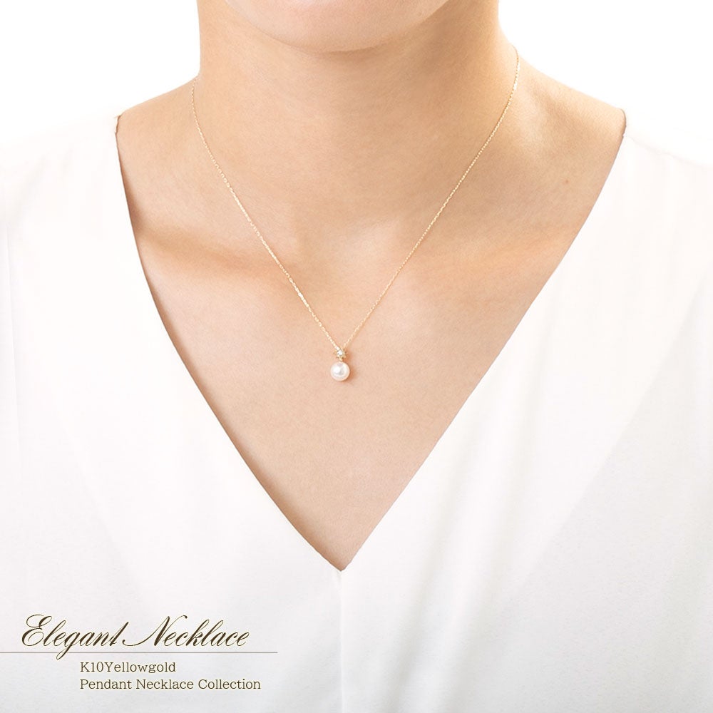 K10YG アコヤ真珠＆ダイヤモンド ネックレス_10