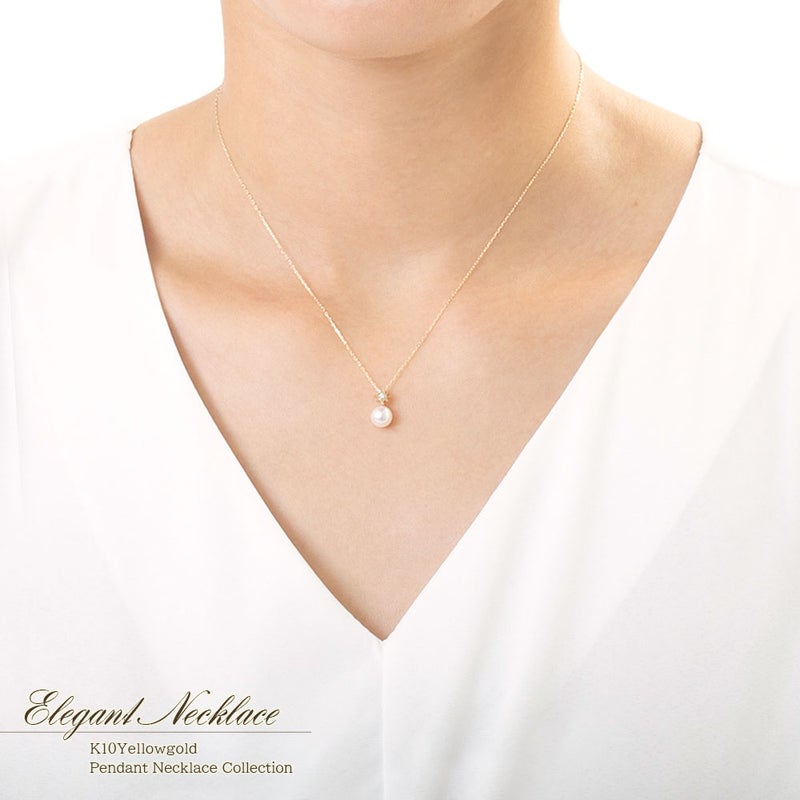 K10YG アコヤ真珠＆ダイヤモンド ネックレス_10