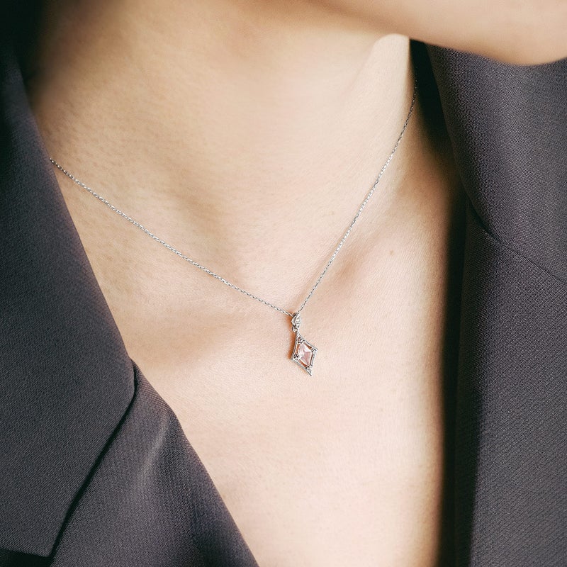 心葉 ローズクォーツ＆ホワイトトパーズ ネックレス K10 11月誕生石_04