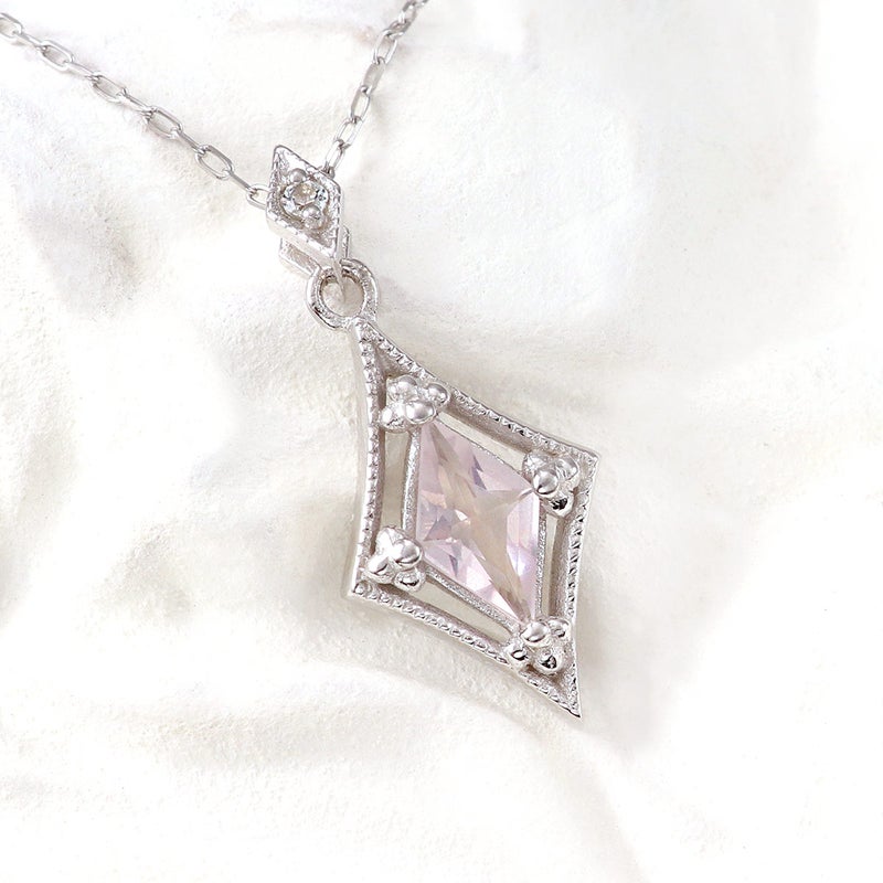 心葉 ローズクォーツ＆ホワイトトパーズ ネックレス K10 11月誕生石_10