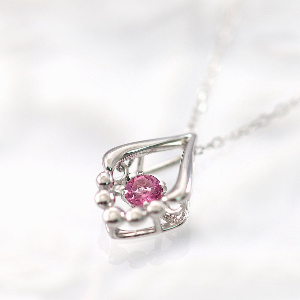 K10WG ピンクトルマリン ネックレス 10月誕生石_04