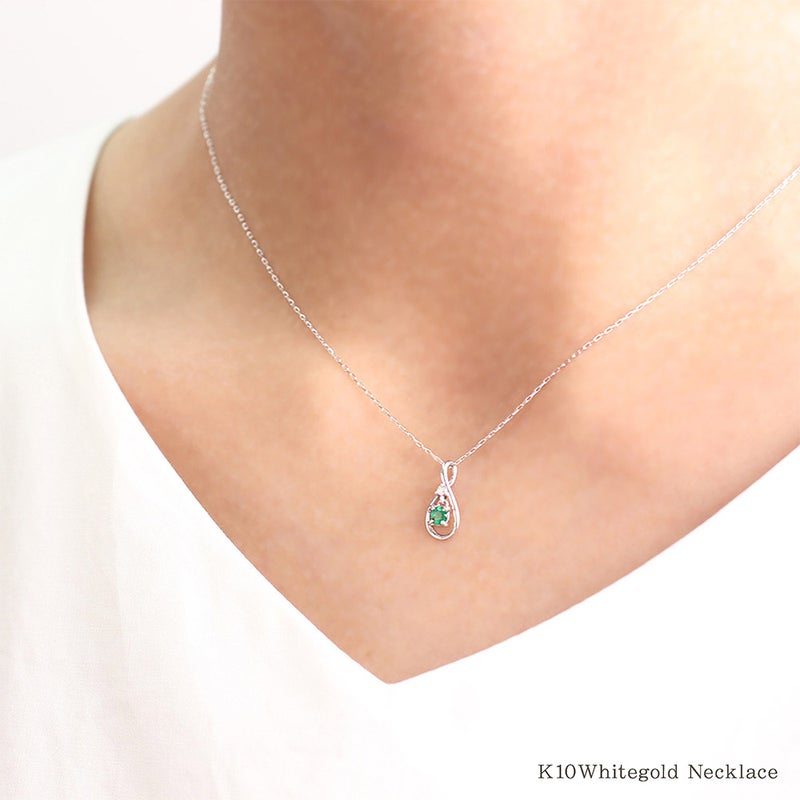 K10WG エメラルド＆ダイヤモンド ネックレス_11