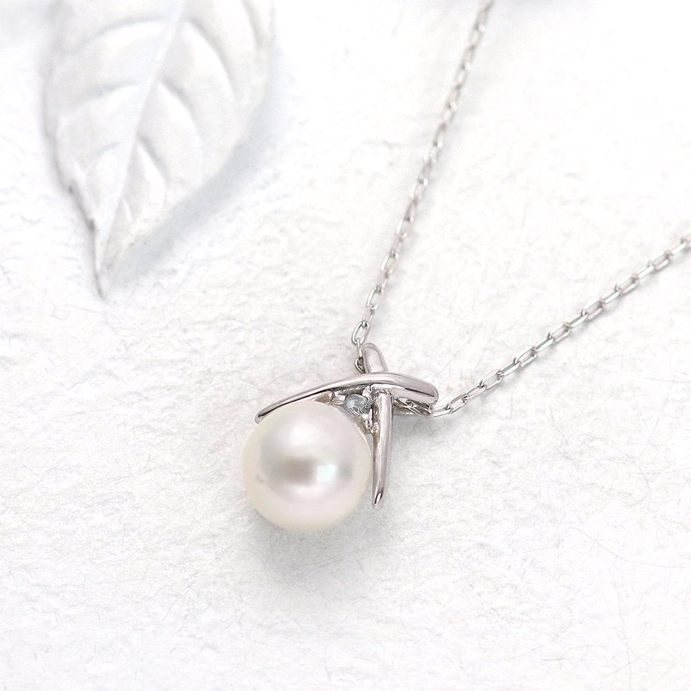 K10WG アコヤ真珠＆アクアマリン ネックレス_02