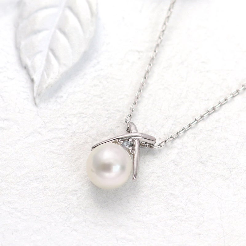 K10WG アコヤ真珠＆アクアマリン ネックレス_02