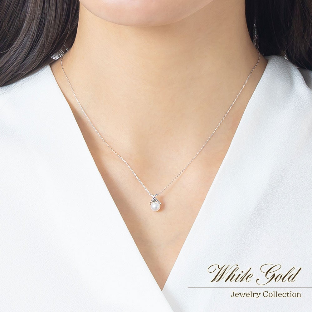 K10WG アコヤ真珠＆アクアマリン ネックレス_05