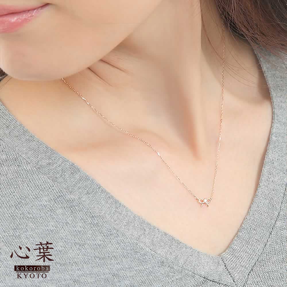 心葉 ダイヤモンド リボンネックレス K10_10