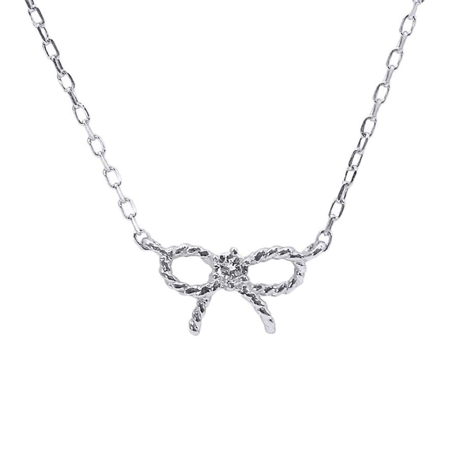 心葉　K10 ホワイトゴールド ダイヤモンド　リボン　ネックレス 心葉 ダイヤモンド リボンネックレス K10 | Jewelry ROLA（ジュエリー
