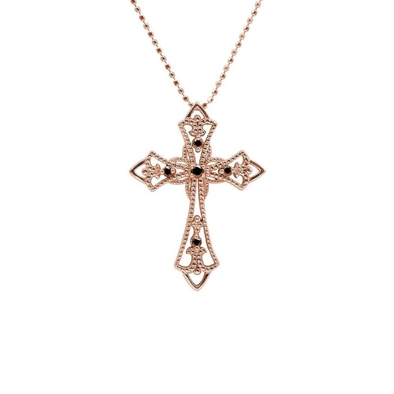 心葉 ブラックダイヤモンド クロスネックレス K10_21