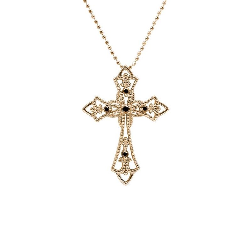 心葉 ブラックダイヤモンド クロスネックレス K10_22