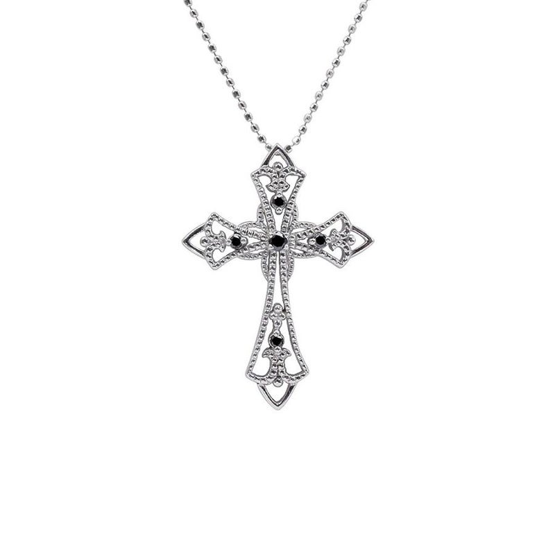 心葉 ブラックダイヤモンド クロスネックレス K10_23