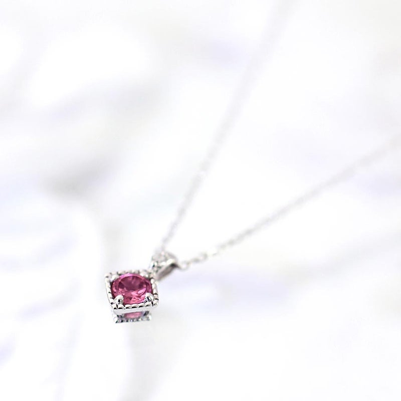 K10WG ピンクトルマリン＆ダイヤモンド ネックレス_02