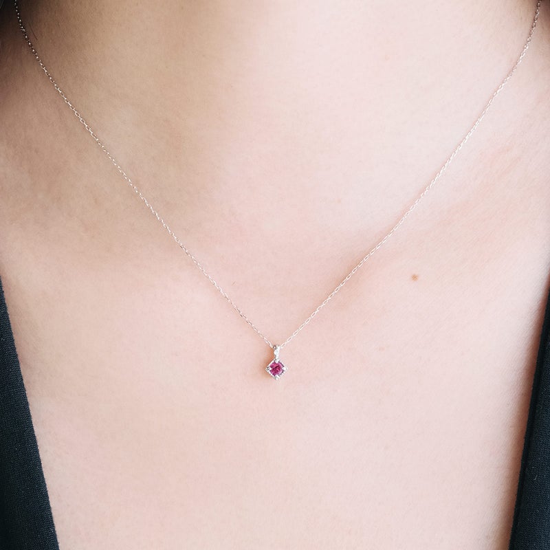 K10WG ピンクトルマリン＆ダイヤモンド ネックレス_04