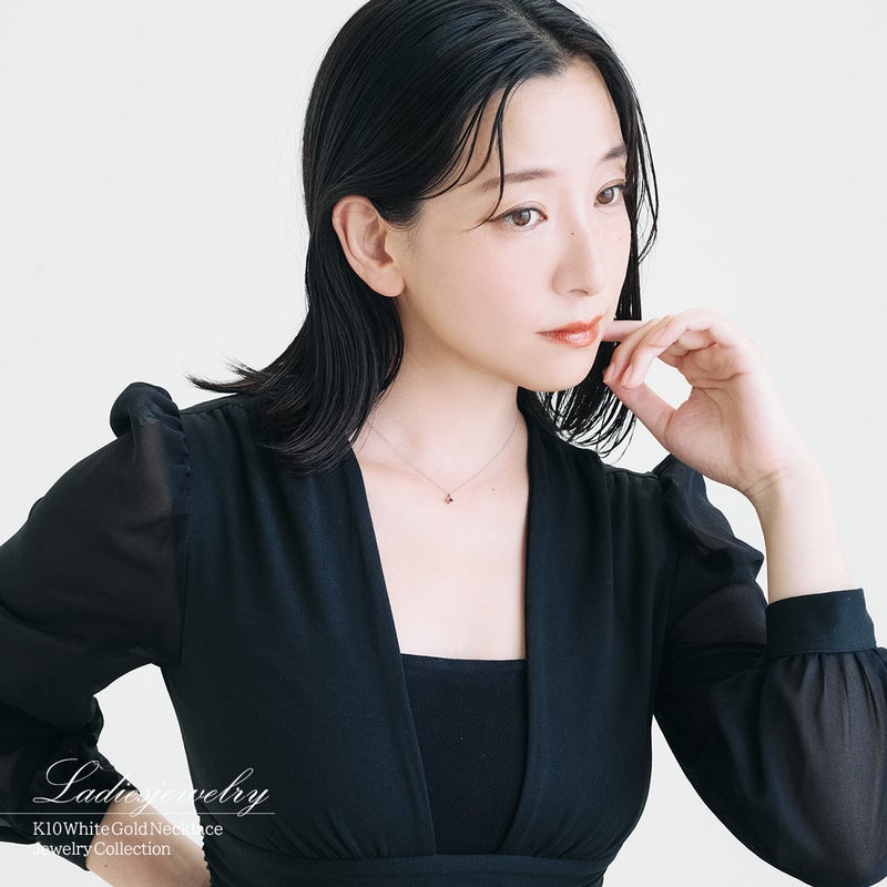 K10WG ピンクトルマリン＆ダイヤモンド ネックレス_12