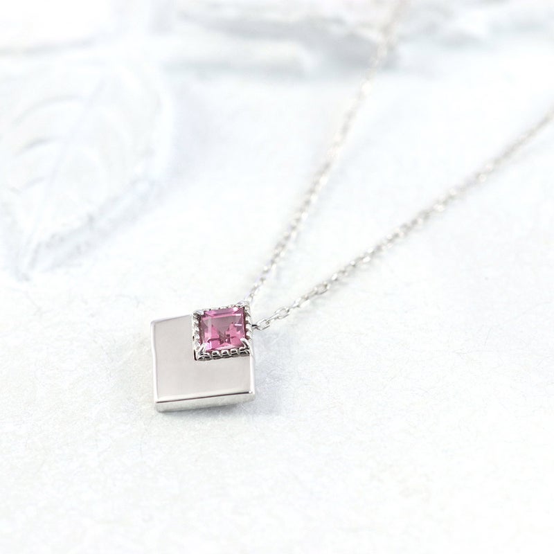 K10WG ピンクトルマリン ネックレス 10月誕生石_02