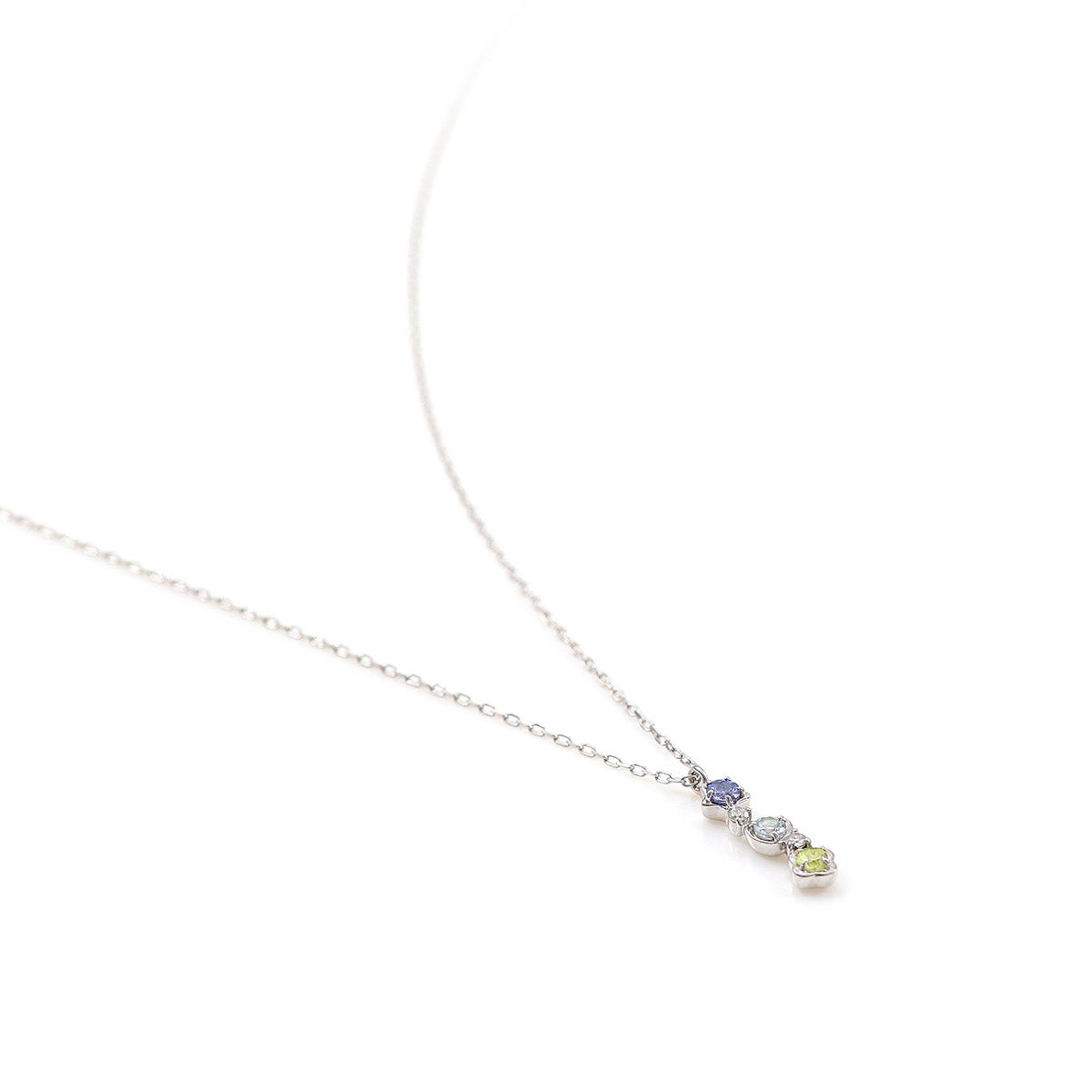 K10WG ダイヤモンド＆タンザナイト＆アクアマリン＆ペリドット ネックレス_03