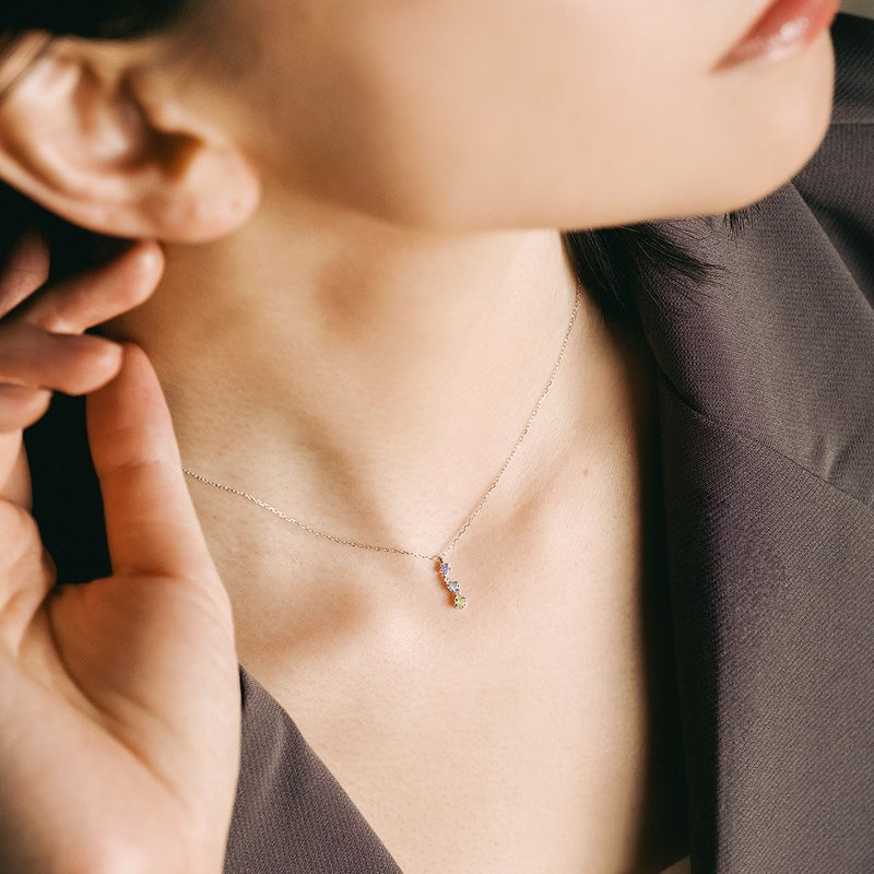 K10WG ダイヤモンド＆タンザナイト＆アクアマリン＆ペリドット ネックレス_05