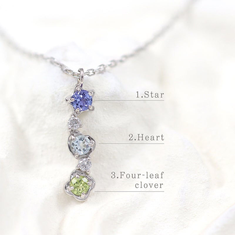 K10WG ダイヤモンド＆タンザナイト＆アクアマリン＆ペリドット ネックレス_10