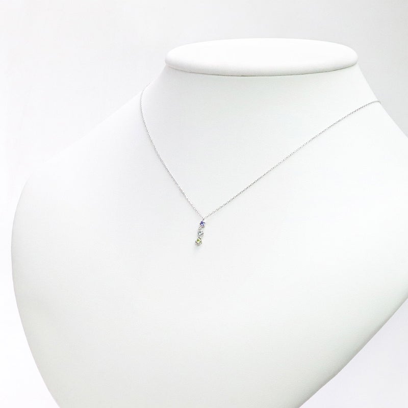 K10WG ダイヤモンド＆タンザナイト＆アクアマリン＆ペリドット ネックレス_12