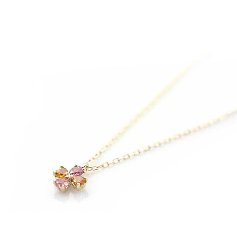 心葉 ピンクトルマリン＆シトリン クローバーネックレス K10 10月の誕生石_03