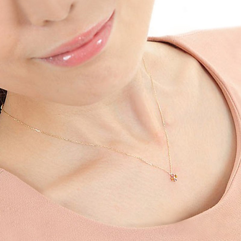 心葉 ピンクトルマリン＆シトリン クローバーネックレス K10 10月の誕生石_04