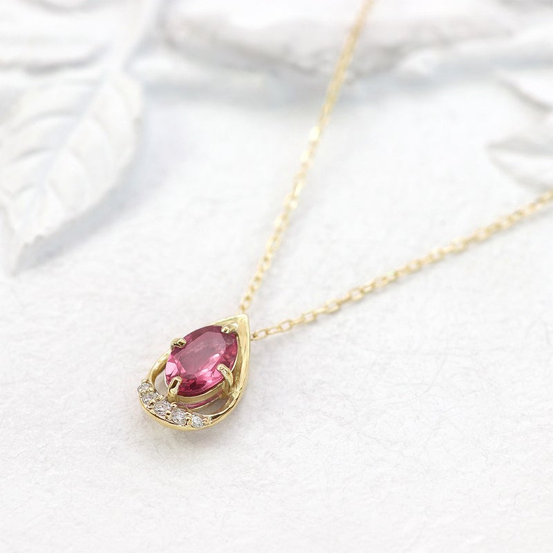 K10YG ピンクトルマリン＆ダイヤモンド ネックレス 10月誕生石_02