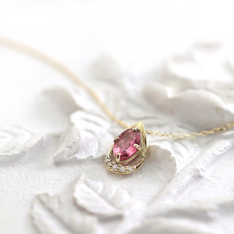 K10YG ピンクトルマリン＆ダイヤモンド ネックレス 10月誕生石_04