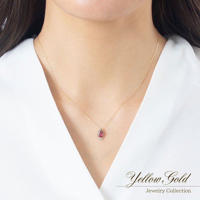 K10YG ピンクトルマリン＆ダイヤモンド ネックレス 10月誕生石_05