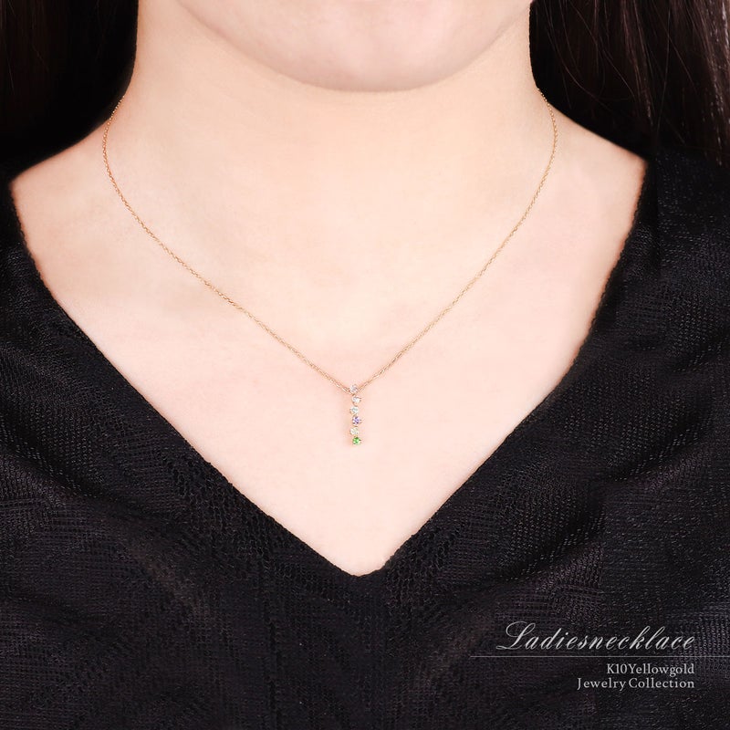 K10YG マルチストーン ネックレス_05