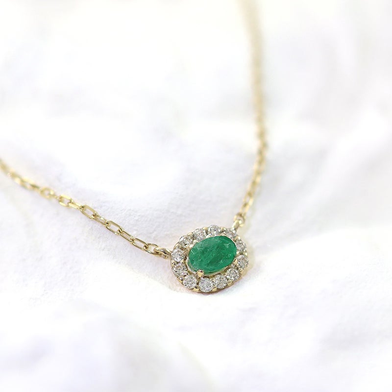 K10YG ダイヤモンド＆エメラルド ネックレス_02