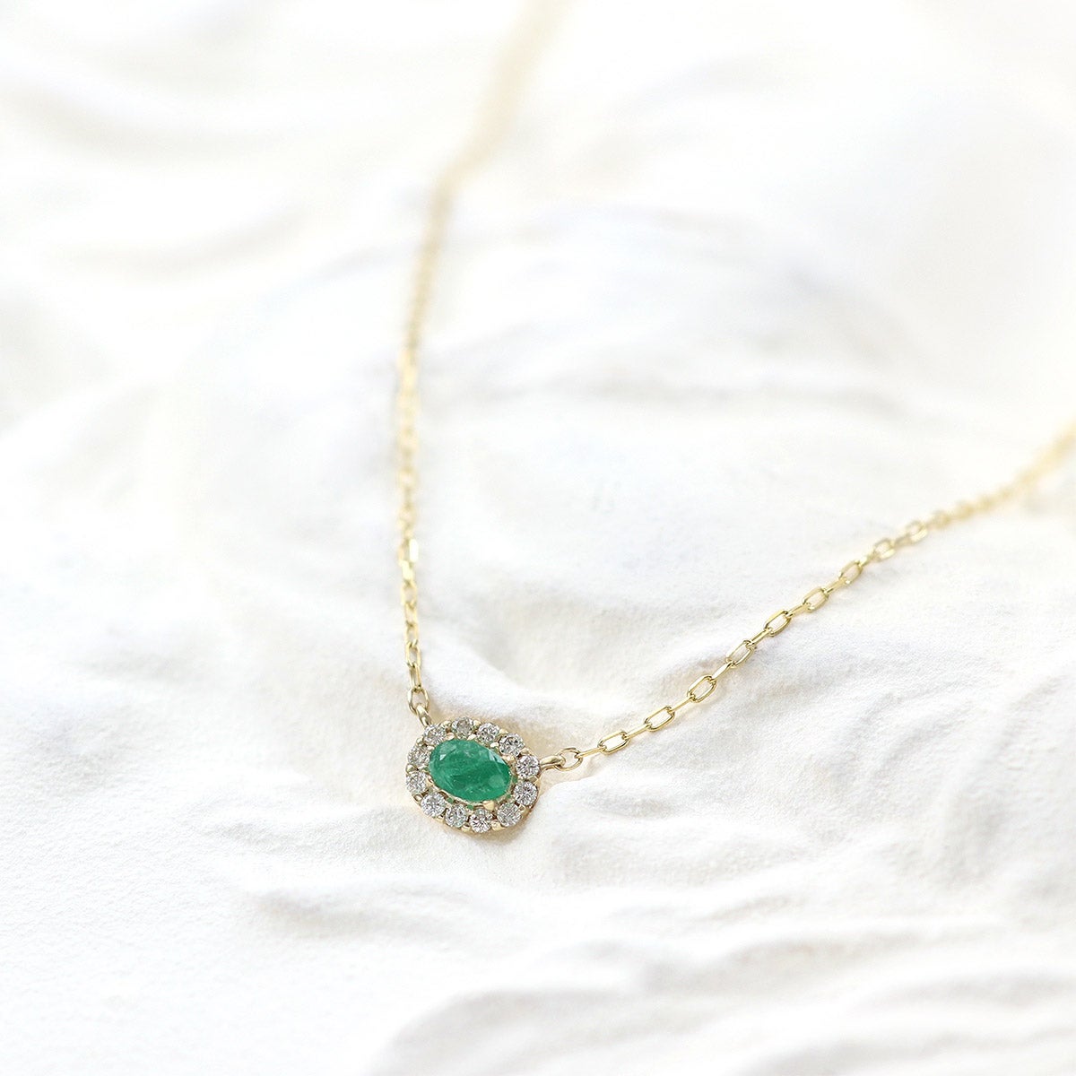 K10YG ダイヤモンド＆エメラルド ネックレス_09