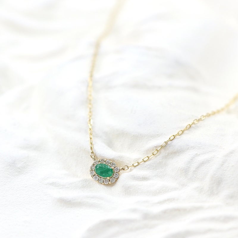 K10YG ダイヤモンド＆エメラルド ネックレス_09