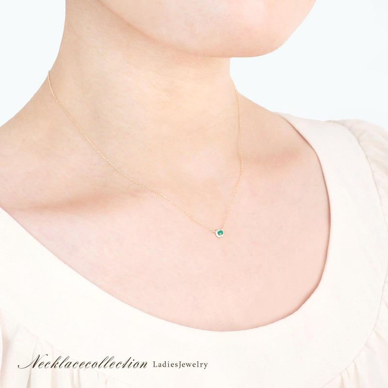 K10YG ダイヤモンド＆エメラルド ネックレス_12