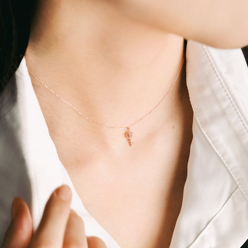 心葉 ダイヤモンド 百合の紋章 キーネックレス K10_04