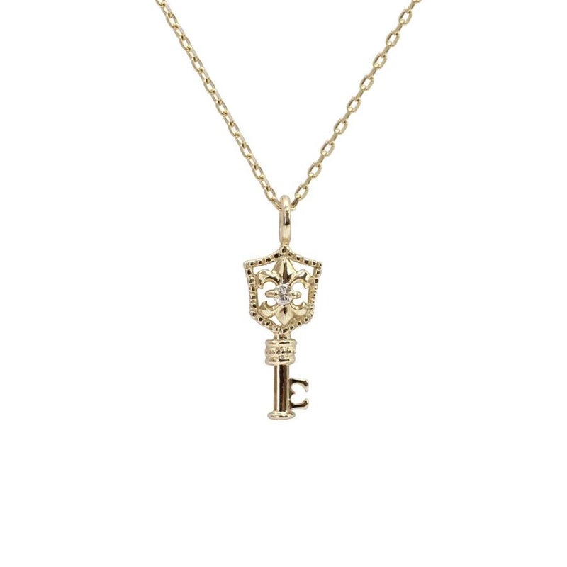 心葉 ダイヤモンド 百合の紋章 キーネックレス K10_22