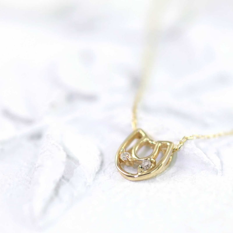 K10YG ダイヤモンド 馬蹄（ホースシュー）ネックレス_04