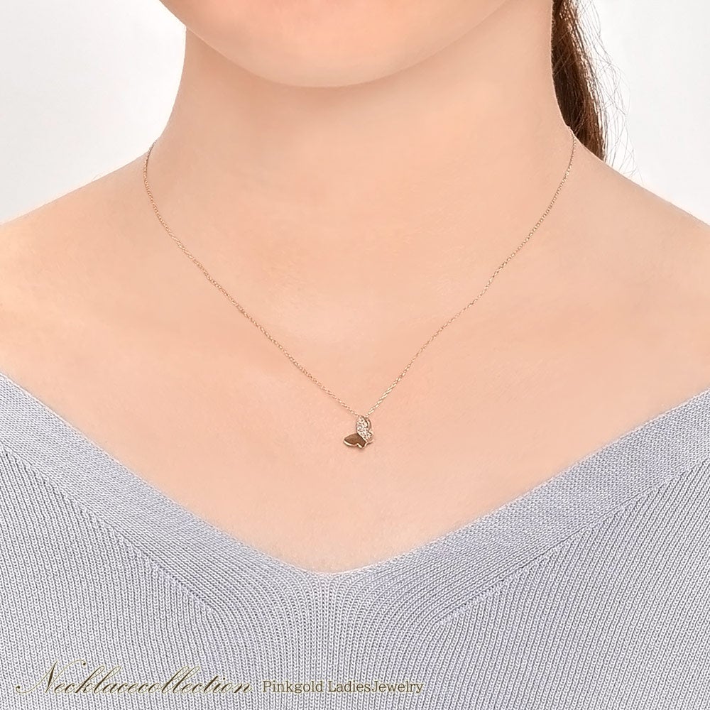K10PG ダイヤモンド バタフライネックレス | Jewelry ROLA（ジュエリー